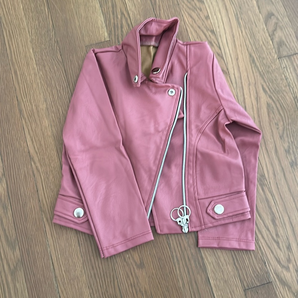 Kids pink moto style jacket